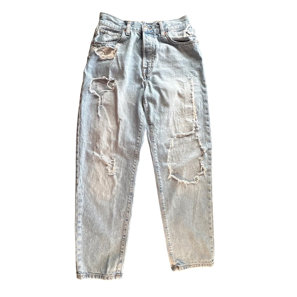 Forever 21 Distressed Jeans Womens 26 Blue Light Wash Ripped Button Fly